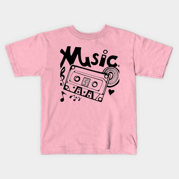 Retro music Kids T-Shirt by artpisz